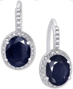Macy's Sapphire  (6 ct. t.w.)  Diamond Accent Drop Earrings Sterling Silver - Picture 1 of 1