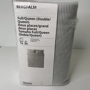 IKEA BERGPALM Full / Queen Duvet Cover 2 Pillowcases Set Gray & White Stripe - Picture 1 of 6