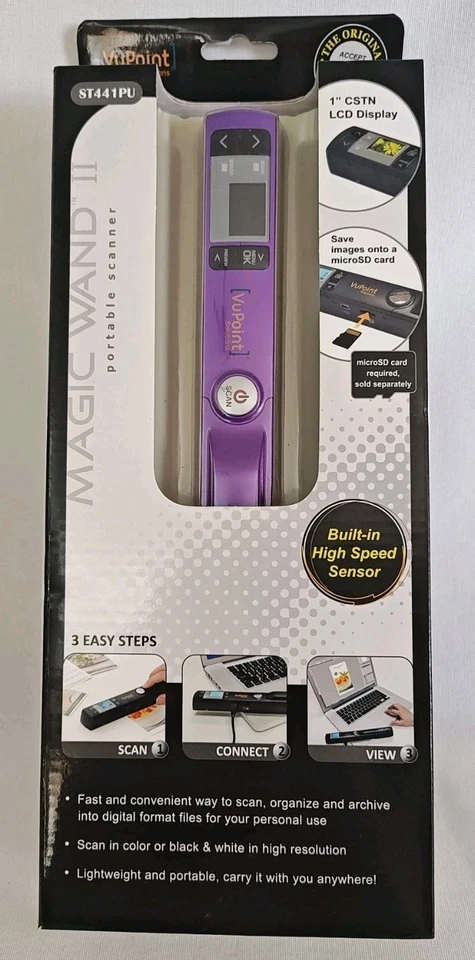 VuPoint Magic Wand II 2 Portable Scanner Handheld Pocket Color ST441PU New! NIB - Image 1 of 4