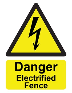 Danger Electrified Fence Safety Rigid Foamex PVC Board Sign or Sticker Decal - Picture 1 of 1