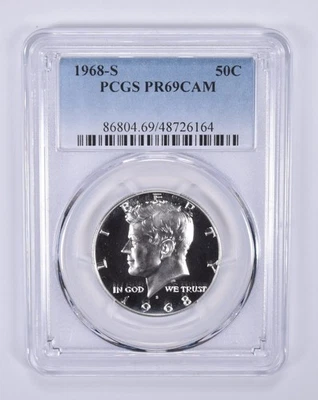 Medio dólar Kennedy 1968-S PR69 CÁMARA PCGS etiqueta azul *7936 Foto 1 de 4