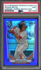 2014 1st Bowman Chrome BCP109 Mookie Betts Purple Refractor PSA 9 /199 Rookie RC - Picture 1 of 2