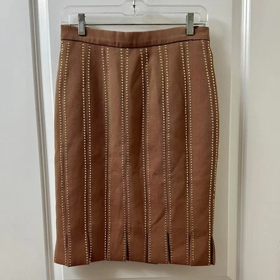 ВИНТАЖНАЯ коричневая/красная юбка ручной работы 70-х с золотыми акцентами размер 6 (28 дюймов талия) - Изображение 1 из 4