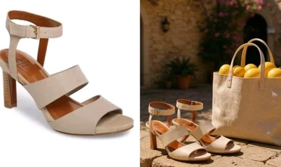 Aquatalia Cuero Taupe Basha Correa al Tobillo Tacones Zapatos! Talla 9.5 NUEVO  Foto 1 de 4