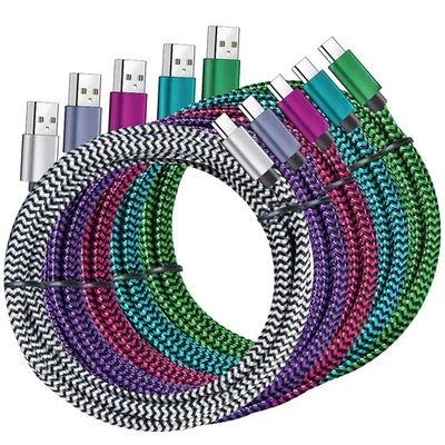 USB Type c Cable, 5 Pack (6FT) Nylon Braided C Cables 3A Fast Charging...  - Image 1 of 4