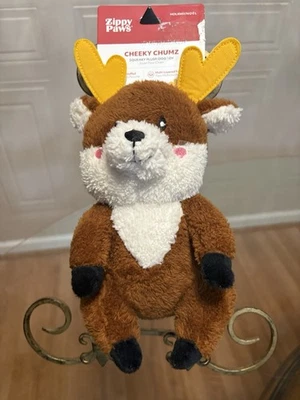 Zippy Paws Holiday CHEEKY CHUMZ BEAR Squeaky Stuffed Dog Toy New -9” - Image 1 of 4