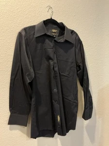 Mens Murano Gold Label Non-Iron Long Sleeve Black Button Up Shirt Size 15 1/2/33 - Picture 1 of 5
