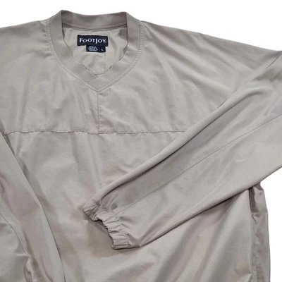 FootJoy Men's Large Lightweight Golf Pullover Jacket Beige V-Neck Long Sleeve - Image 1 of 4