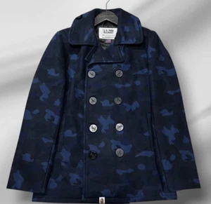 A Bathing Ape Shot Peacoat Wool Camouflage XL Used item Free Shipping - Picture 1 of 11