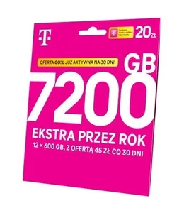 T-Mobile Polska Starterpaket 20 PLN SIM Karte Polen Prepaid BEZ LIMITÓW 1030 GB - Bild 1 von 2