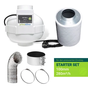 Prima Klima Starter Set 100mm 280m³/h mit Aktivkohlefilter und Zubehör AKF Grow - Bild 1 von 1