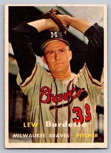 1957 Topps #208 Lew Burdette Milwaukee Braves - Picture 1 of 3