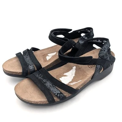Munro Summer Wedge Sandal Women's Ankle Strap Camo Black Size US7N EU38 - Image 1 of 4
