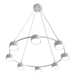 Hängelampe Weiß Metall Rondell GX53 Ø64 cm 8-flammig Esstisch Pendelleuchte rund - Bild 1 von 6