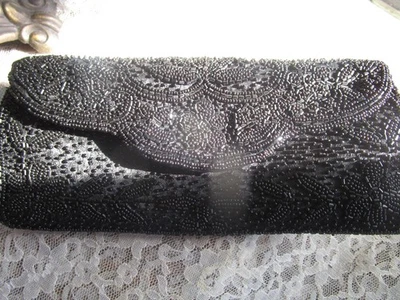 Purse Black Beaded Vintage Neiman Marcus - Image 1 of 4
