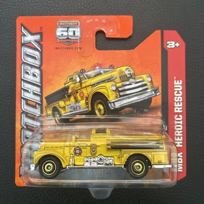 MATCHBOX SEAGRAVE FIRETRUCK YELLOW SIXTIETH ANNIVERSARY SHORT CARD 2012 - Image 1 of 2