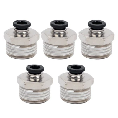 Pneumatic 1/4" OD Tube x 1/2 NPT Male Connector Air Push to Connect Fitting 5Pcs - Image 1 of 4