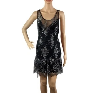 Lovers + Friends Giselle Mini Dress Size S Black Floral Lace - Picture 1 of 6