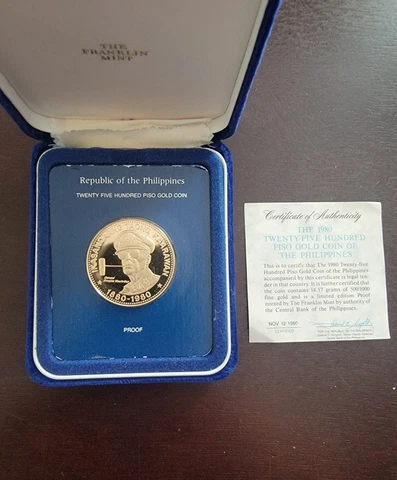 Philippines 1980 50% Gold 2500 Piso Coin DOUGLAS MACARTHUR Cover