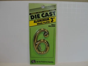 HY-KO 3” Brass Plated Aluminum House Number "6", DCG-3/6 - Picture 1 of 2