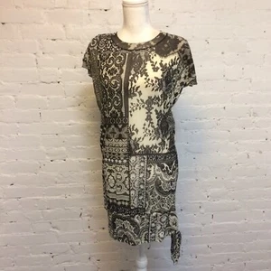 Fuzzi Jean Paul Gaultier Bindesaum Mesh kurzes Kleid schwarz weiß Mixed Print Gr. S - Bild 1 von 7