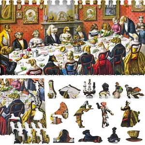 Wooden Jigsaw Puzzle for Adults by FoxSmartBox - 365 pcs - The Dogs dinner party - Picture 1 of 9