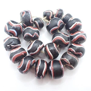 20 piezas cuentas de serpiente de cascabel rojo veneciano a juego vidrio auténtico antiguo comercio africano - Imagen 1 de 5