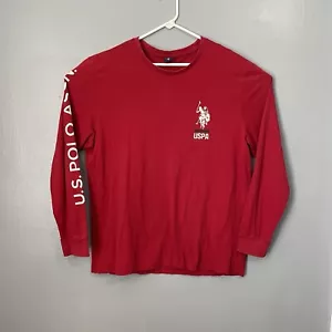 Camiseta Polo Assn Manga Larga Para Hombre XL Rojo Logo USPA Cuello Redondo Letras Grandes - Imagen 1 de 12