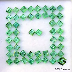 3.20 CTS Natural Emerald Square Cut 2.25 mm Lot 50 Pcs Calibrated Loose Gemstone - Picture 1 of 5