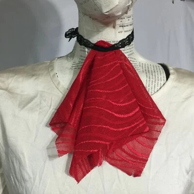 Gravata feminina de renda vermelha pixie Jabot COLARL Lolita Victorian Geechlark 316 - Imagem 1 de 4