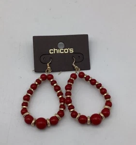 Chico’s Red/ Gold Earrings NWTS - Picture 1 of 3