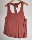 Aerie Tank Top Womens M Orange Braided Loose Open Back Solid Sleeveless Racer