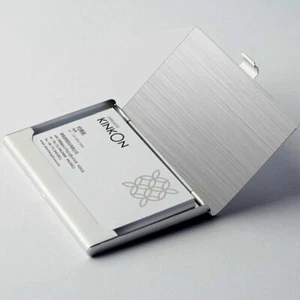 Bolsillo Aluminio Acero y Metal Portatarjetas de Visita Estuche ID Crédito Billetera Plateada - Imagen 1 de 7