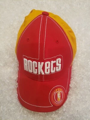 Houston Rockets Adidas Vintage Logo Banner Men's Flexfit Cap Hat Yellow Red - Image 1 of 4