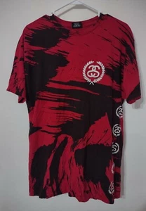 Stussy T Shirt Men’s Sz L Rare SS Red & Black Front & Back Graphics EUC - Picture 1 of 2