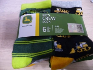 John Deere Socks Boys Crew 6 Pair Size 4-6 Tractor Construction - LP84500 - Picture 1 of 2