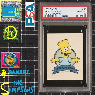 1991 Panini Simpsons Stickers - #52 Bart Simpson - PSA 10 GEM MINT - POP 2 - Image 1 of 4