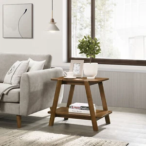Metz Mid-Century Modern Wood Shelf End Table, Walnut Finish - Picture 1 of 5
