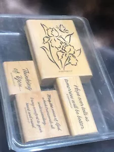 STAMPIN UP WOOD MOUNTED Rubber PEACE AND COMFORT Stamp Set RARE - Picture 1 of 3