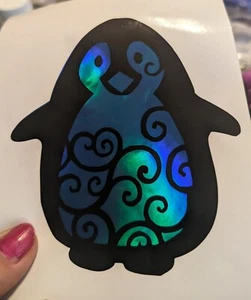 Holographic Chrome Penguin Vinyl Decal Sticker Animals Winter - Bild 1 von 2