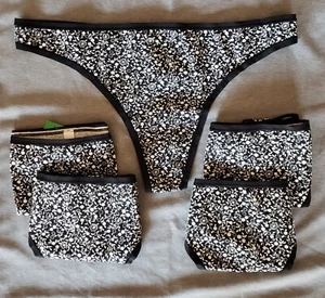 LOT OF 5~BLACK & WHITE FLORAL ORGANIC COTTON STRETCH THONGS~XL~GAP BODY - Picture 1 of 12