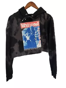 Boyz N The Hood donna taglia media crop top manica lunga nero tinta unita - Foto 1 di 3