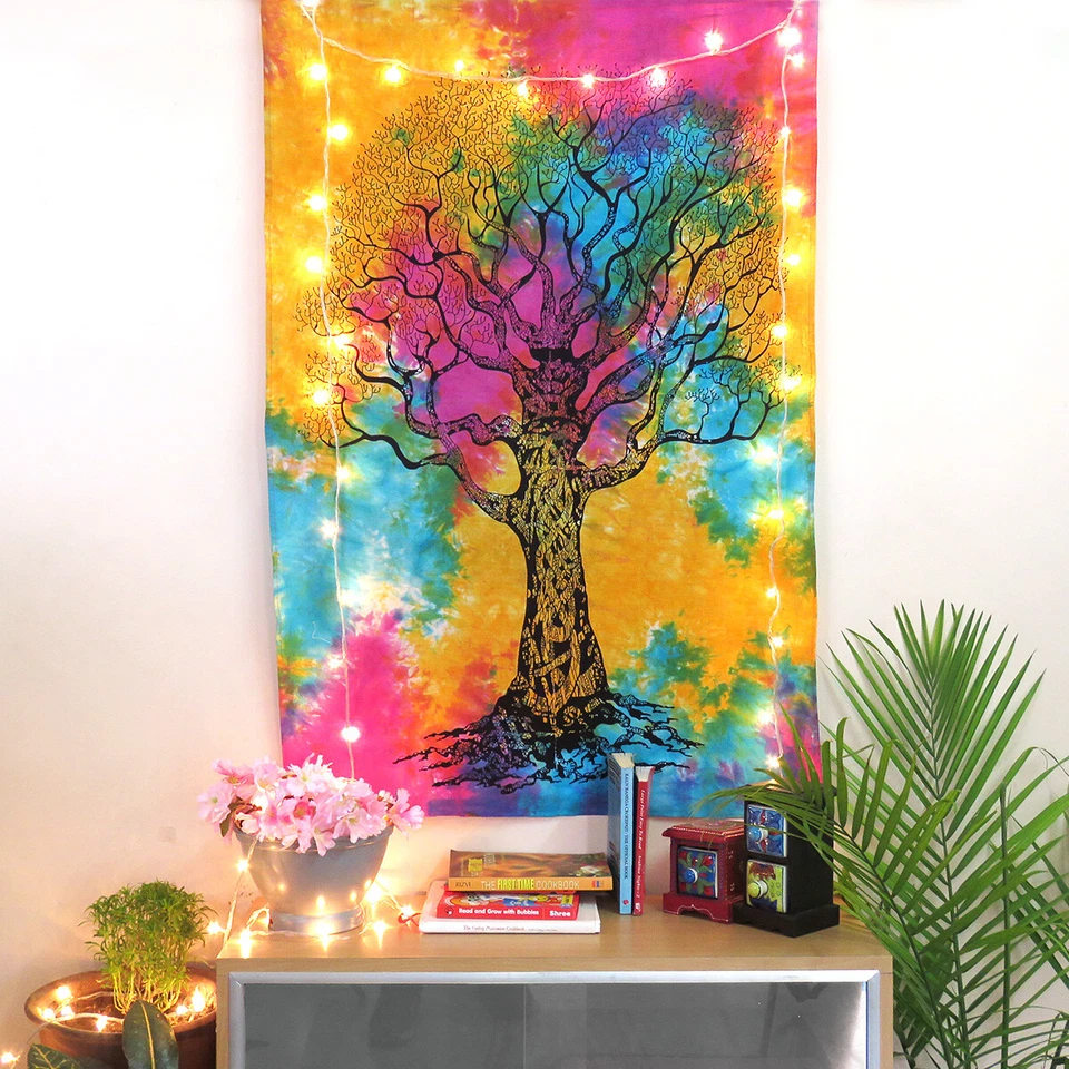 Wall Poster Hanging Cotton Tree Of Life Tapestry Indian Decor Multicolor Poster - Image 1 of 4
