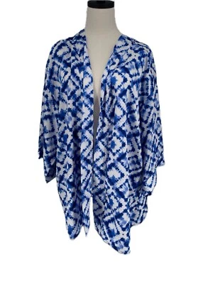 Kimono Tie Dye Royal Slim Factor By Investments 2X Topper Plus Nuevo con etiquetas para mujer Foto 1 de 4