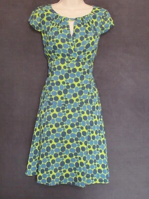 Мини-платье Marc New York лаймовое зеленое синее в горошек шифоновое с заниженной талией расклешенное 8 - Изображение 1 из 4