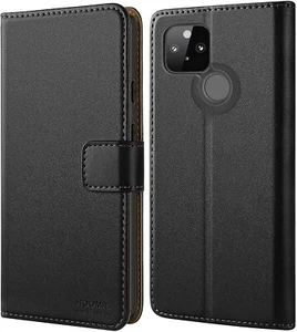 Google Pixel 5A Case Flip Wallet Phone Case Cover black leather HOOMIL slim - Picture 1 of 8