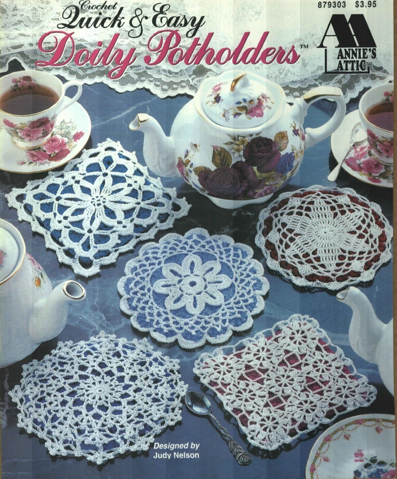NEW QUICK & EASY DOILY POTHOLDERS 5 DESIGNS ANNIE'S CROCHET PATTERN LEAFLET - Image 1 of 1