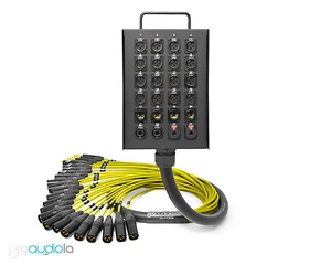 24 Channel Custom Mogami Studio Wall Stage Box Neutrik Gold | Yellow 25 Feet - Picture 1 of 3