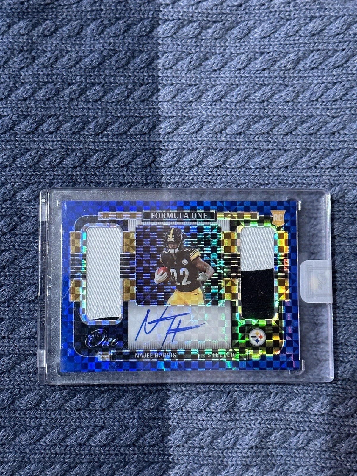 2021 Panini One Najee Harris Rookie Formula Autograph Dual Patch Blue Auto #/75