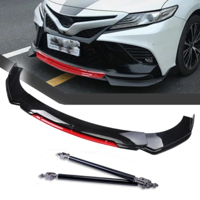 Front Bumper Lip Spoiler Body Kit Red +Strut Rods For Toyota Camry 2000-17 Sport — 第 1/4 张图片